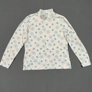 Croft & Barrow Kids White and Blue Patterned Long Sleeve Tee